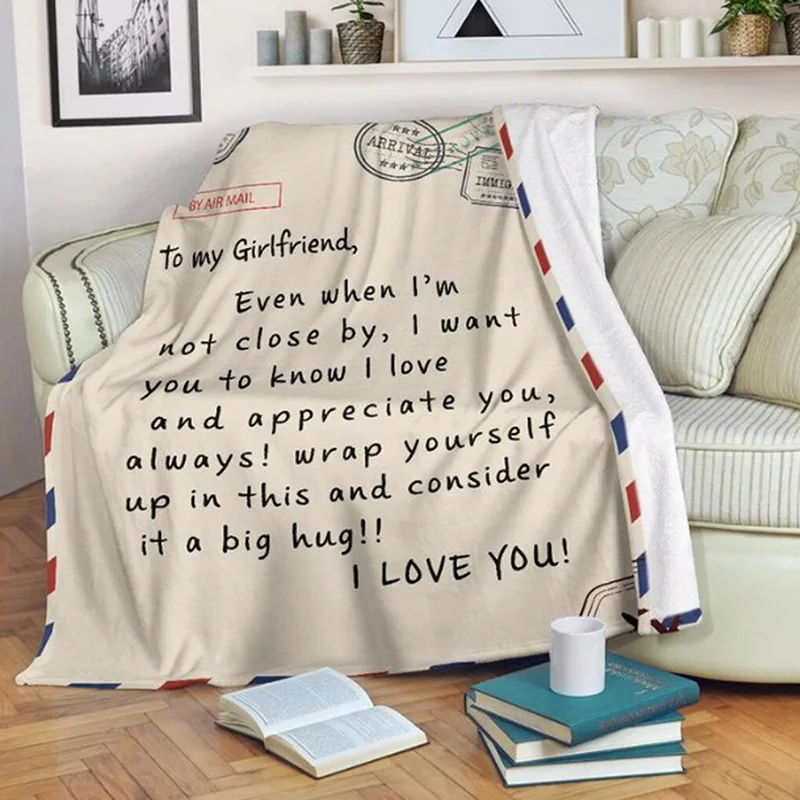 

Флисовое одеяло для моей дочери, сына, жены, набивные одеяла с надписью, одеяла с воздушной почтой, позитивная поддержка и любовь, подарки, Пр...