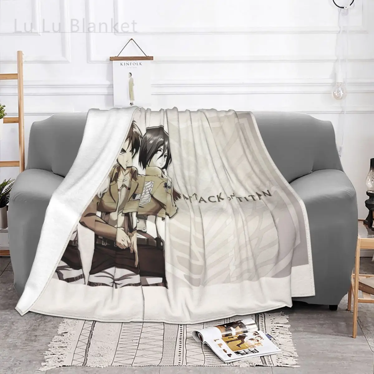 

Attack On Titan Blankets Flannel Print Portable Throw Blanket Anime AOT Bedspreads for Home Travel