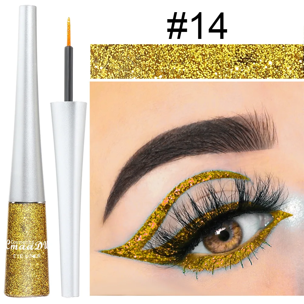 

1Pc Golden Professional Makeup Shiny Eye Liner Cosmetics for Women Pigment Purple Blue Color Liquid Glitter Eyeliner Sexy Women