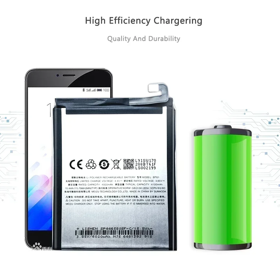 Аккумулятор BT61 для Meizu Meizy M3 Note L681H L681Q L681M M681H M681Q M681M M3S Mini Y685Q M688Q M688C M688M M688U M5