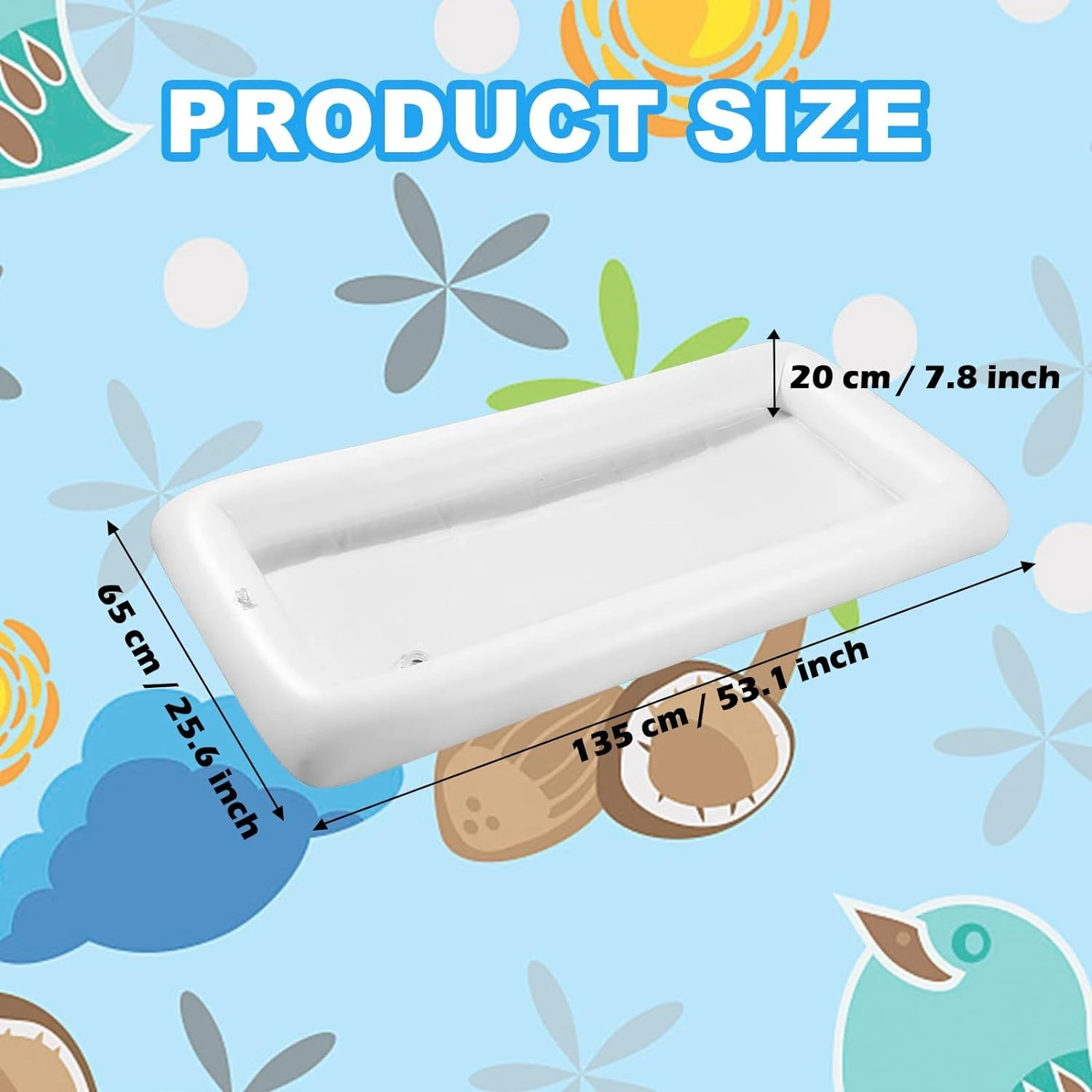 Inflatable Floating Breakfast Tray With Drain Plug - Perfect For Pool Parties Bbqs & Picnics | 53X25.6" Vinyl Food Beverage S