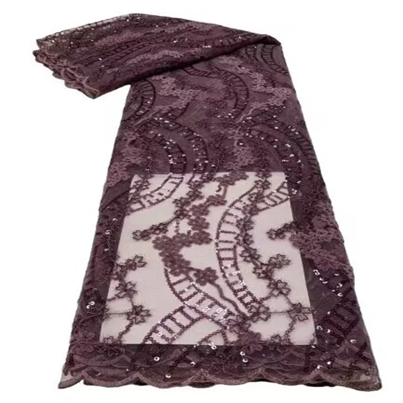 

Розовая африканская кружевная ткань с блестками 2023 фиолетовые нигерийские кружевные ткани с вышивкой Высококачественная французская кружевная ткань из тюля для женщин