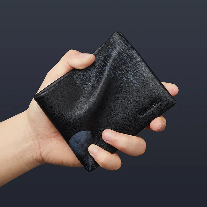 WILLIAMPOLO Mens Wallet Genuine Leather Card Holder Purse Real Cowhide Fashion Design Wallet Men Thin Purse Man