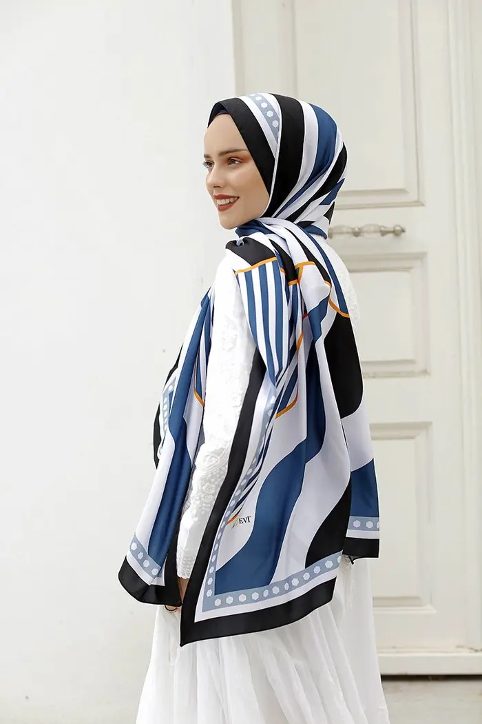 

WOMEN HIJAB TWİLL SHAWL SCARF KERCHIEF ACCESSORIES OCEAN