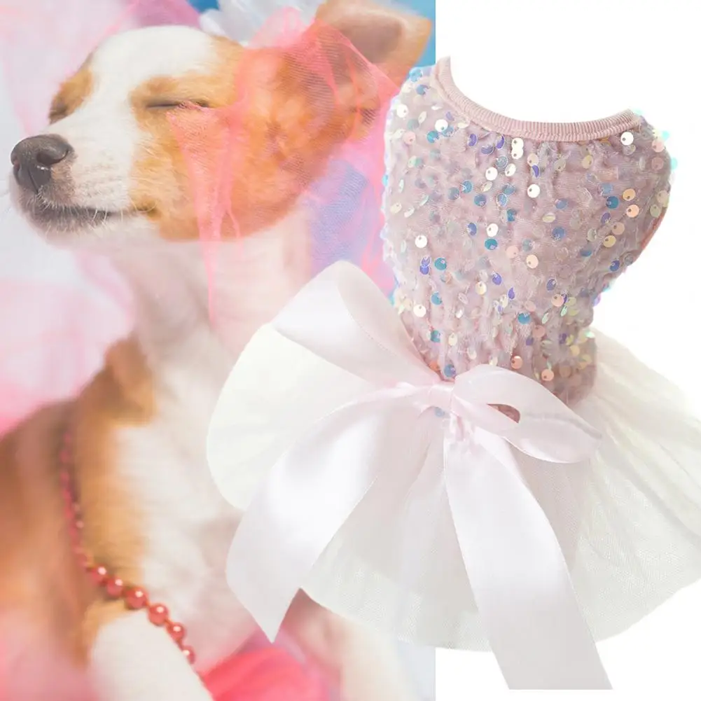 

Lovely Puppy Princess Dress Sleeveless Comfortable Birthday Party Pet Princess Dress Cute Pet Dress Wedding Wear