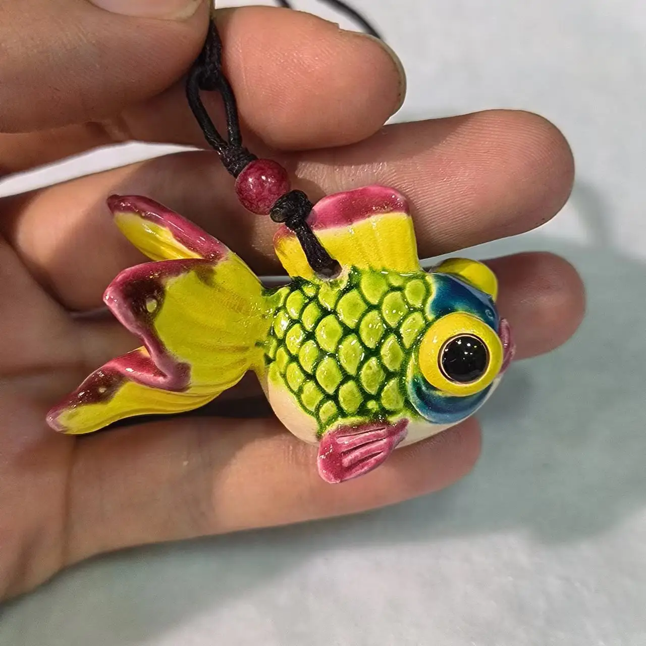 1 шт./партия Тайвань Jiaozhi керамика окрашенная Керамика Золотой рыбка интерьер автомобиля подвеска Украшение ручной работы подарок ретро этнический стиль