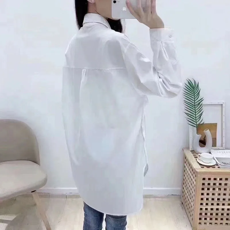 Новинка весна-осень 2024 свободная рубашка с рисунком из мультфильма женская