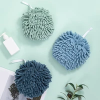 chenille hand towel ball with hanging loop kitchen bathroom microfiber soft thicken super absorbent quick dry washcloth