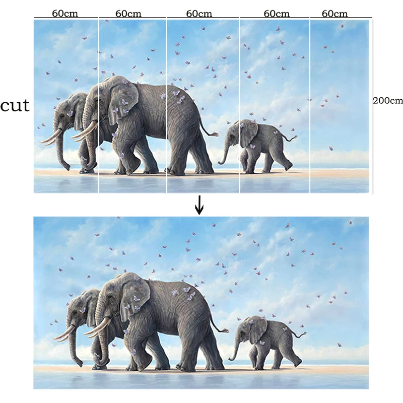 Индийский Слон раннее утро Животные наклейки на стену детская комната потолок