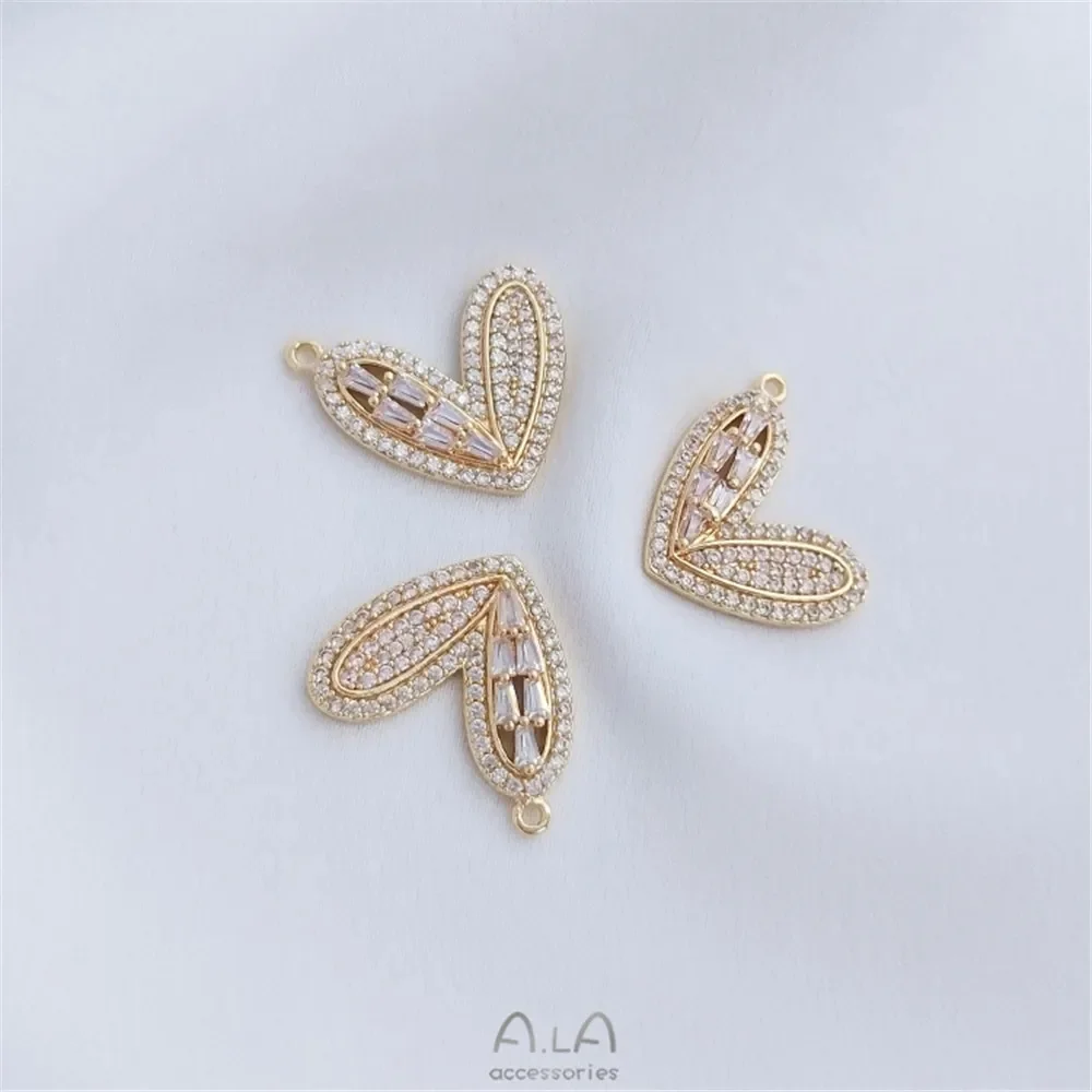 14 К позолоченный микроинкрустация цирконом T квадратный цирконий персиковое