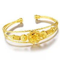 national style bangles gold plating jewelry flower ladies wedding open comfortable bangles
