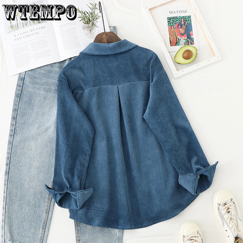 Corduroy Women Blouse Shirts Tunic Womens Tops and Blouses 2022 Womens Wear Long Sleeve Clothing Button Up Drop Shipping