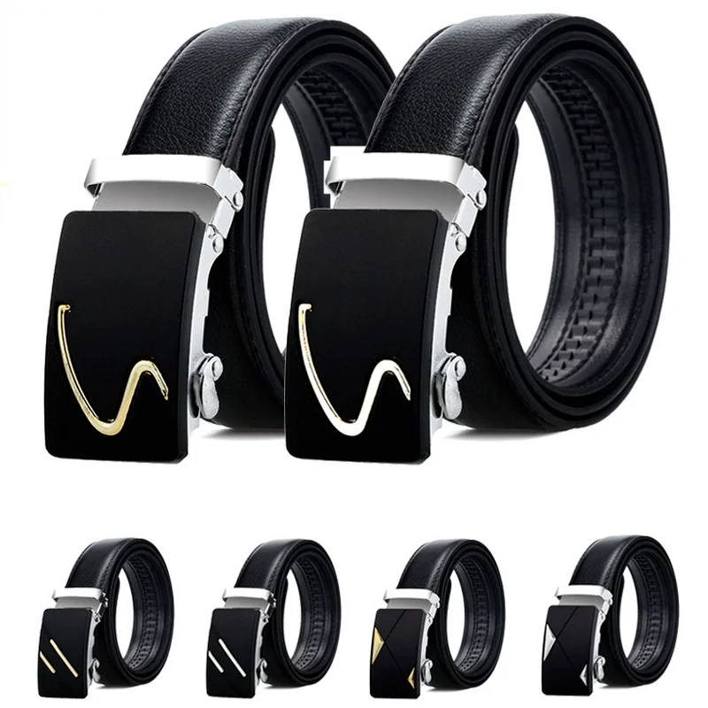 

Ремень с автоматической пряжкой для мужчин, деловой повседневный кожаный дизайнерский пояс с автоматической пряжкой