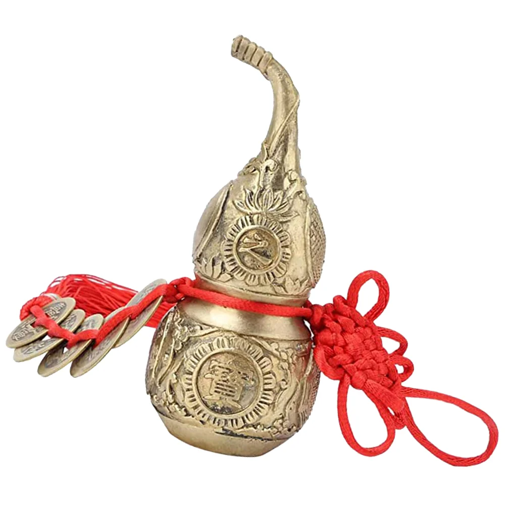 

Gourd Statue Chinese Wealth Decor Copper Coins Wu Lou Decorations Home Desktop Calabash Adornment Shape Figurine Brass Charms