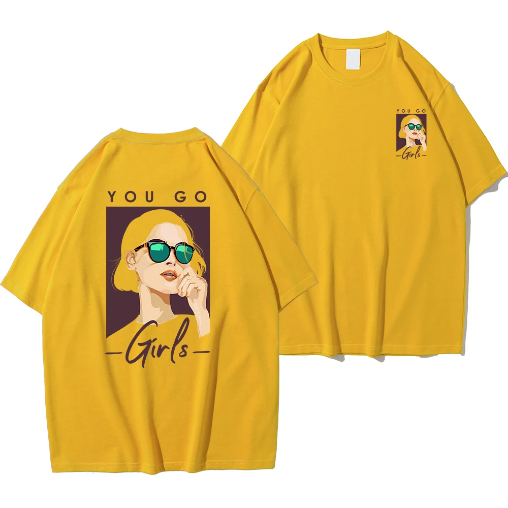 

You Go Sunglasses Cool Girls Street Letter Men T-Shirts Casual Oversize Tshirt Hip Hop Summer Tshirt Cotton T Shirt Short Sleeve