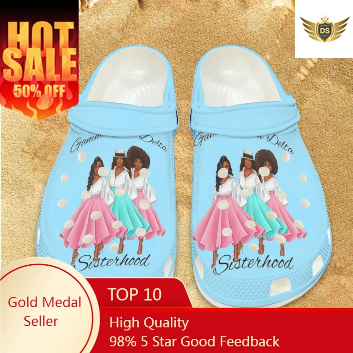 

Женские нескользящие шлепанцы Gamma Phi Delta, дышащие сандалии с дырками, Модные Повседневные тапочки на плоской подошве, сланцы для пар, на лето
