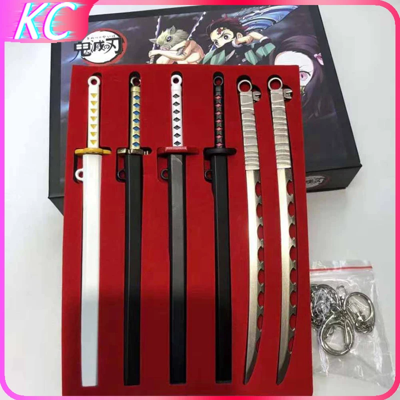 

Demon Slayer Sword Model Set Anime Kimetsu No Yaiba Cosplay Sword Keychain Tanjirou Nezuko Inosuke Weapons Props Gift Kids Toys