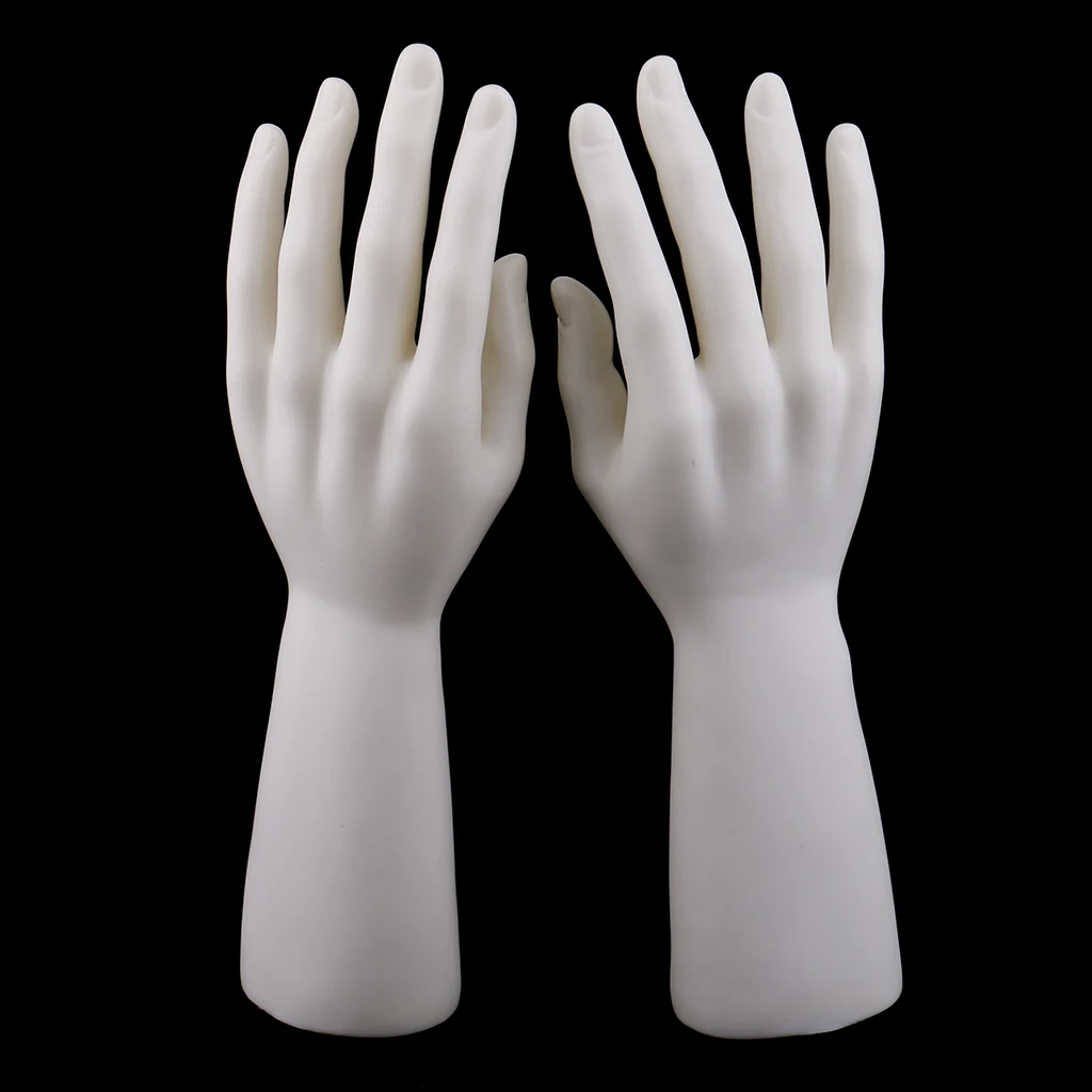 

2 Pairs Man Mannequin Hand Arm Display Stand Gloves Jewelry Model Rings