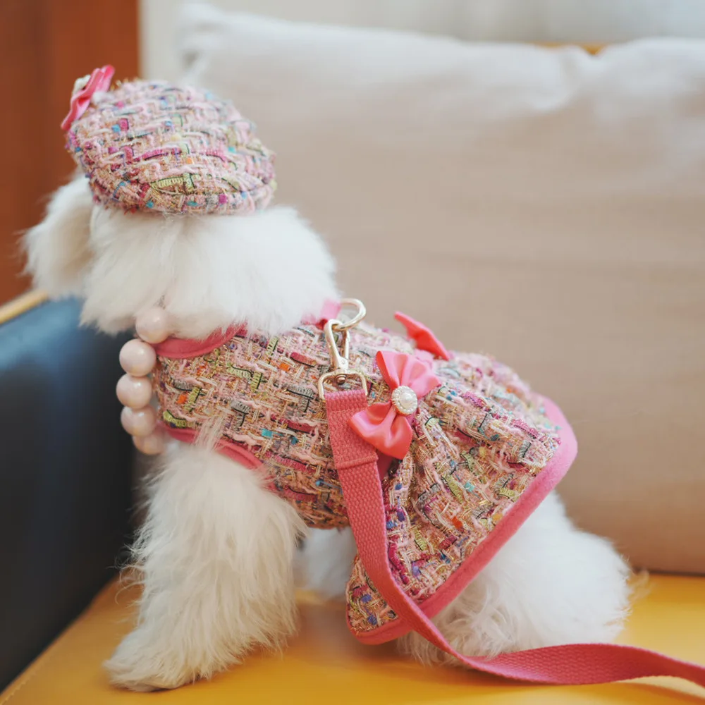 

Puppy Cute Accessories Supplies Dog Small Harness Vest Leash Set for Small Medium Dogs with Hat Pet Supplies