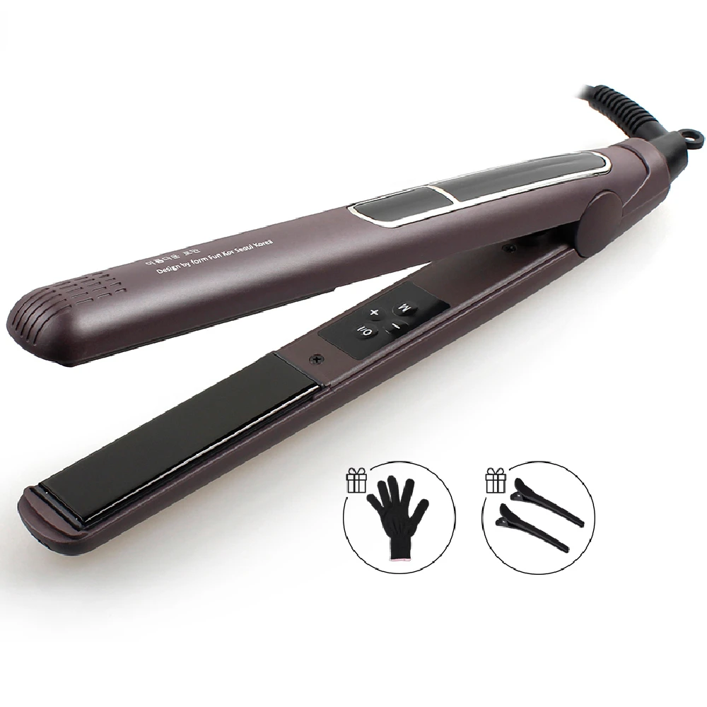 

Korean Hair Straightener Keratin Treatment Floating Wide Plate Ceramic Flat Iron Dual Voltage Hair Curling Iron Salon Styler