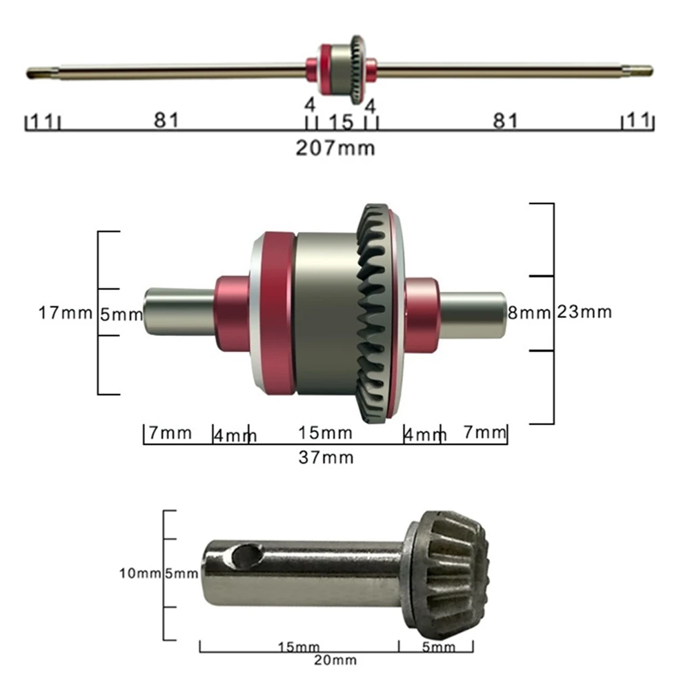 Металлический передний и задний дифференциал для Feiyue FY01 FY02 FY03 FY04 FY05 FY06 FY07 FY08 1/12