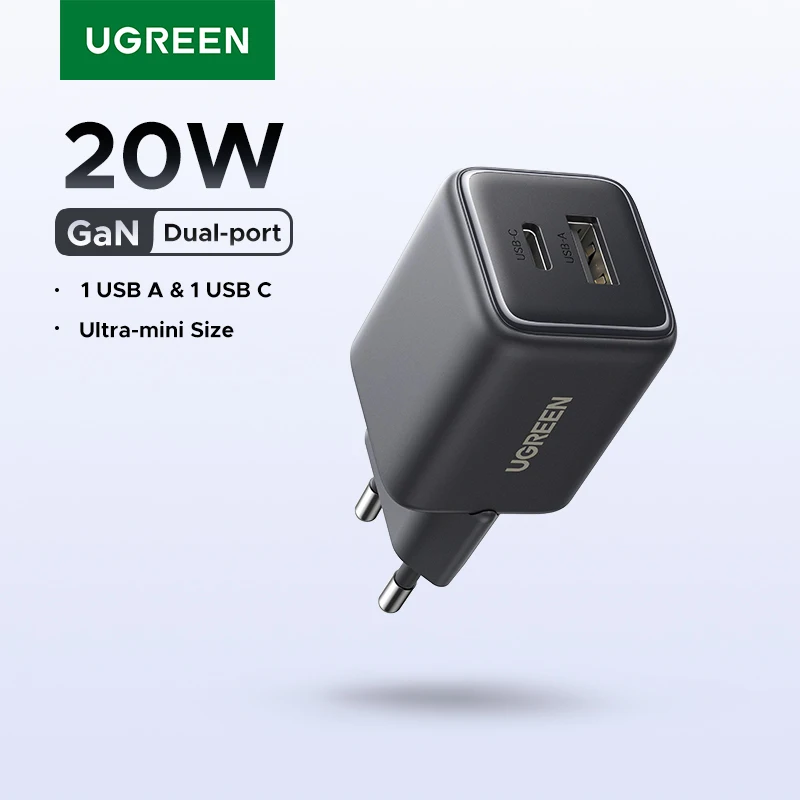 Фото UGREEN Зарядное устройство GaN 20 Вт Mini USB C Зарядное устройство для телефона PD3.0 QC3.0 Для iPhone 16 15 14 Pro Max Samsung S25 Xiaomi Tablet iPad Air Pro №1