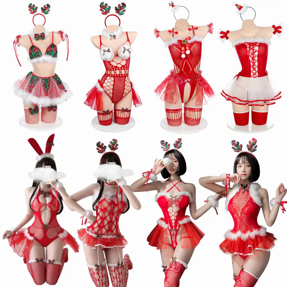 

Christmas Series Sexy lingerie Dress Bikini Unifrom Cosplay Costume Xmas Santa Claus Women Red Lingerie sexy Uniform Sets 2021