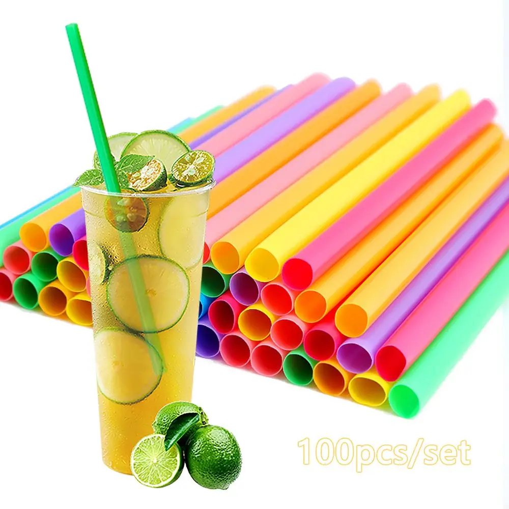 

100pcs Disposable Plastic Straws Colorful Drinking Straws Christmas Decorations Birthday Party Supplies Kitchenware Accessories