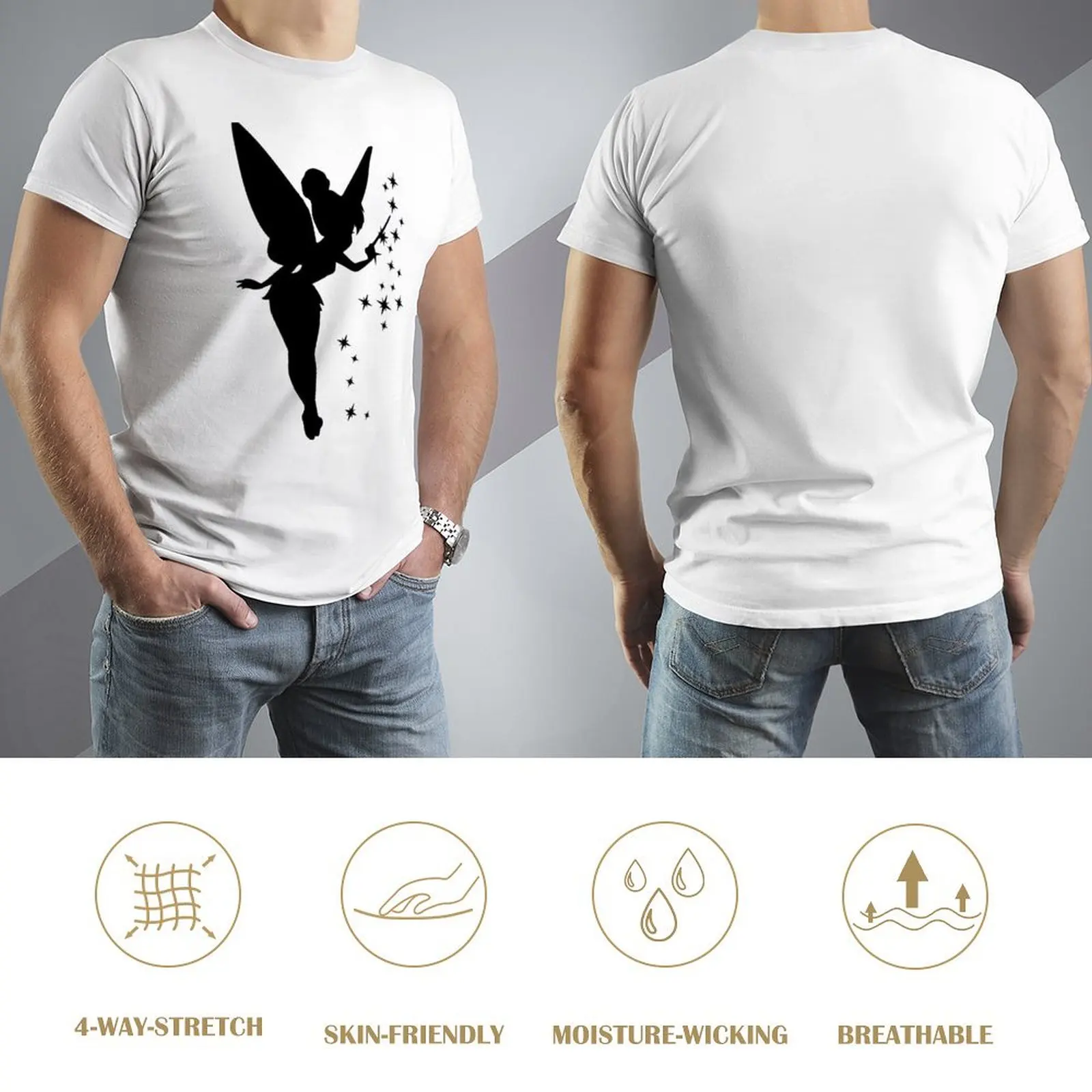 Футболка с силуэтом Тинкербелл футболка на заказ футболки рисунком аниме летняя