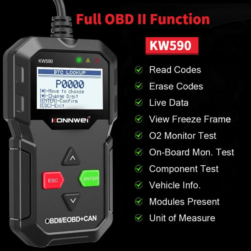 

2022 OBD Diagnostic Tool KONNWEI KW590 Car Code Reader automotive OBD2 Scanner Support Multi-Brands Cars&languages Free Shipping