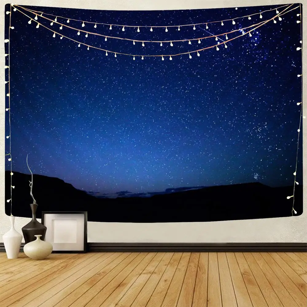 

NKNK Night гобелен с изображением неба звездное небо 3D печать звезды и луна гобелены Лес Ночь домашние гобелены черные тенты Мандала Декор