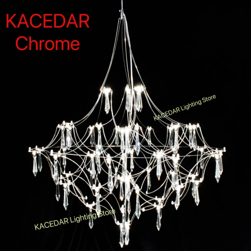 

Магазин одежды, скандинавская постмодернистская хрустальная люстра, светодиодные лампы из нержавеющей стали, гостиная, обеденный стол, светильники-светлячки