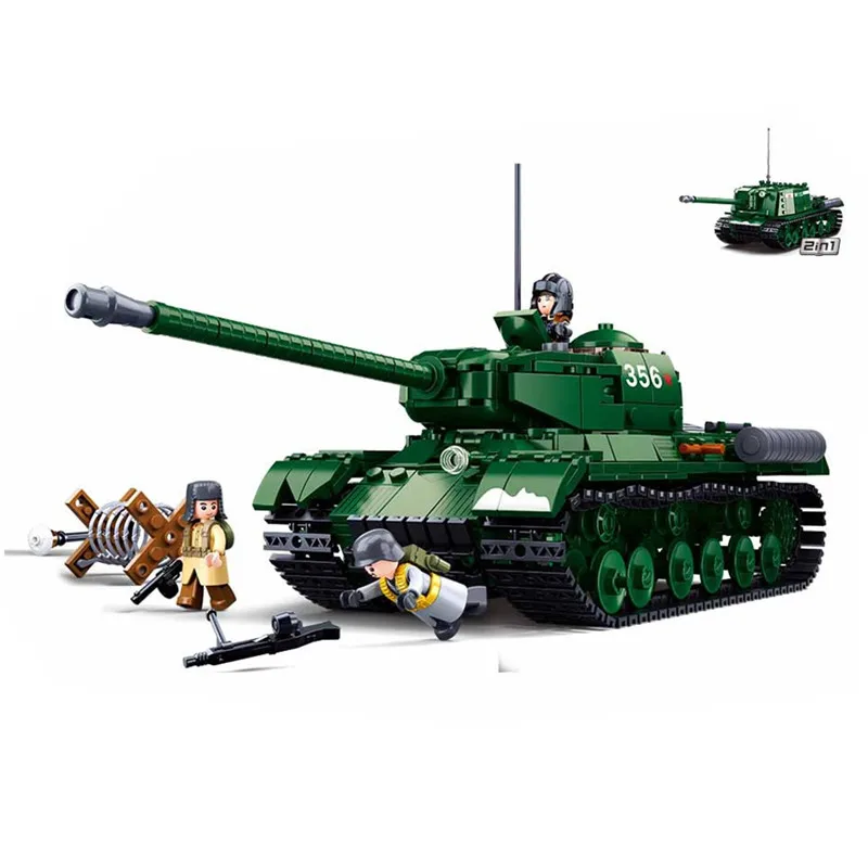 

Military World War 2 Battle of Budapest IS-2 Heavy Tank Army Weapon Building Blocks Kit Bricks Classic WW II Model Toys Boy Gift