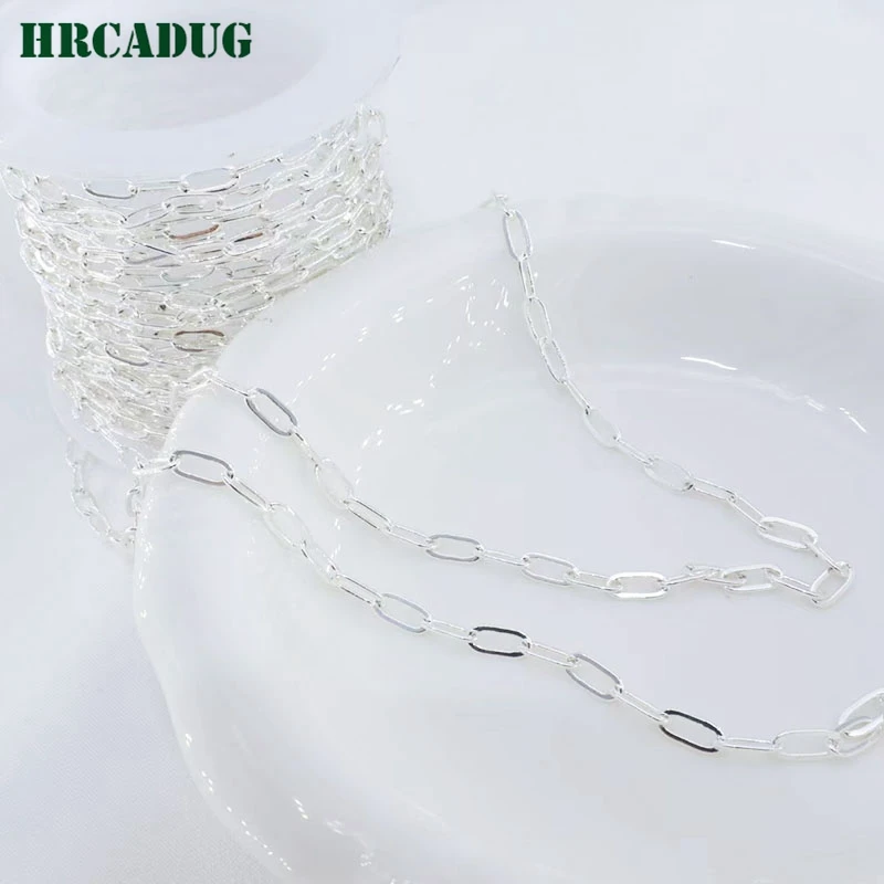 Women's Necklace Chain 18K Gold Plated Brass Metal Rectangular Clavicle Chains For DIY Jewelry Making Accessories Gift Component