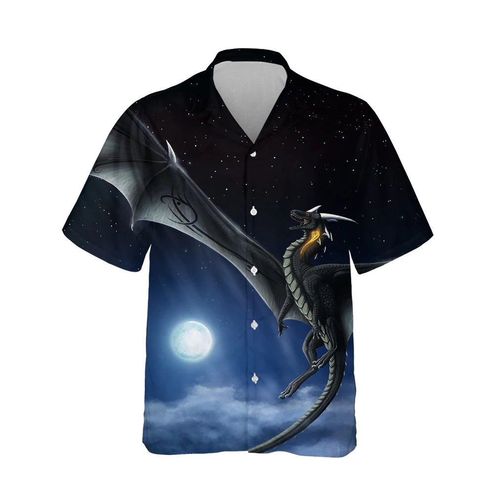 

2022 New 3d Fantasy Western Dragon Printed Hawaiian Shirt 3D Harajuku Men Vintage Fashion Clothes Streetwear Loose Hip Hop Tops