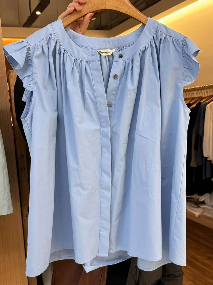 Новая модная летняя блузка без рукавов женская офисная повседневная свободная