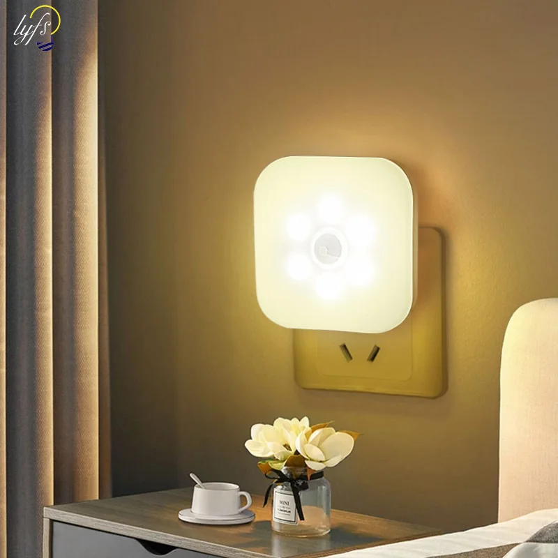 Plug-In Wireless Night Lamp with Motion Sensor LED Night Lights Bedside Lamp for Bedroom Corridor Closet Kitchen Lighting