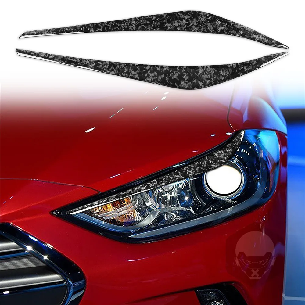 

For Hyundai Elantra 2017 2018 Carbon Fiber Headlight Eyebrow Eyelid Cover Trims