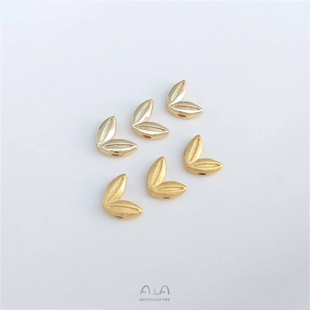 

Sand gold 14K gold covered wheat spike double hole spacer beads rabbit ears double row of bracelet diy beads jewelry accessories