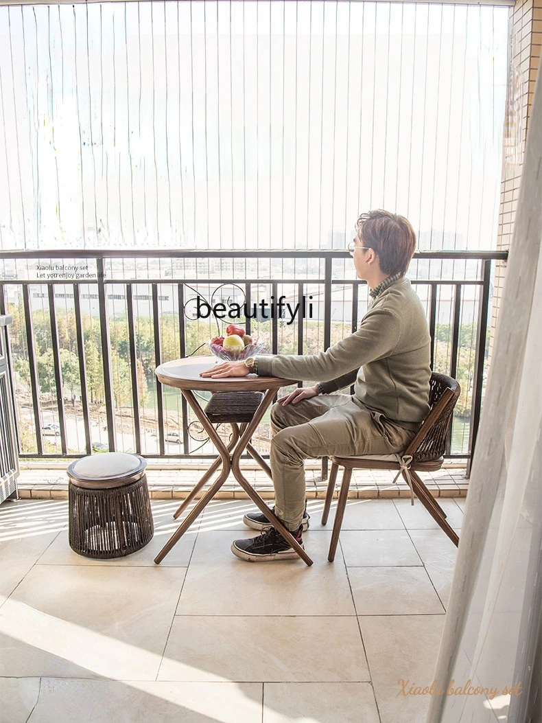 

Маленький стол и стул GY для балкона, комбинированный чайный столик, современный простой чайный столик для отдыха и стул из ротанга, набор из ...