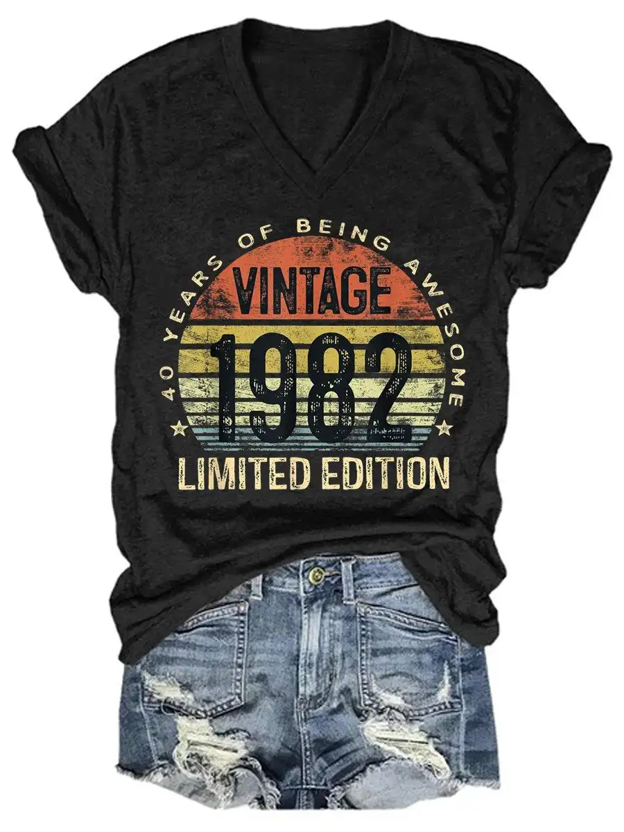

Women 40 Year Old Gifts Vintage 1982 Limited Edition 40th Birthday T-Shirt