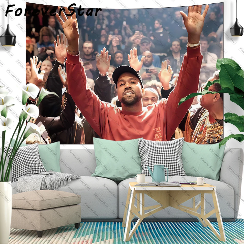 

Забавный гобелен ForeverStar Kanye Вест жизни Пабло руки в воздухе настенная спальня настенная подвесная настенная декоративная комнатная подароч...