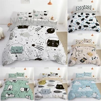 cute cat bedding set kitty duvet quilt cover cartoon print for kids teens adults single king double twin full size 220x240