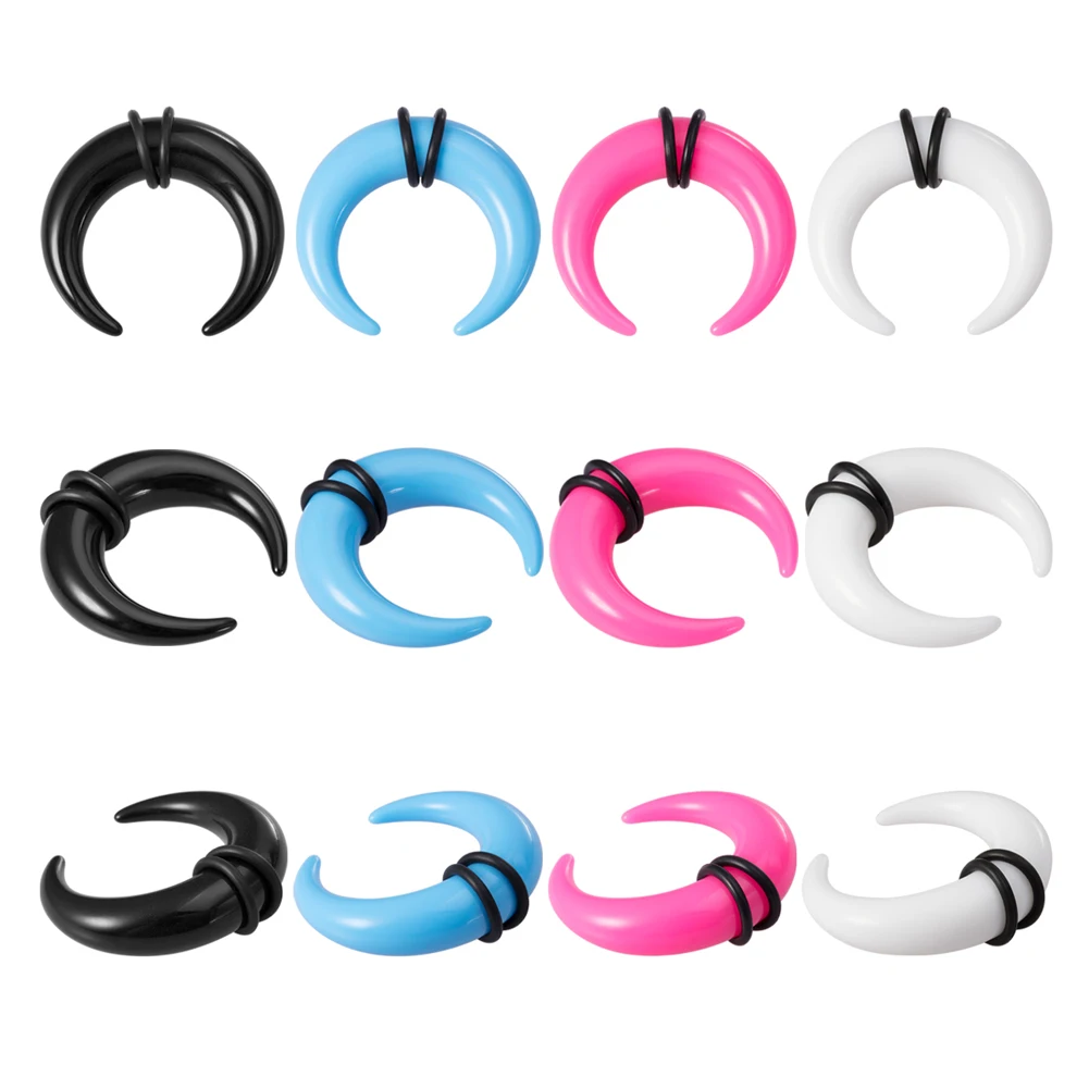 2Pcs Acrylic C Shaped Taper Pincher Septum Rings Gauges Buffalo Horns Piercing Kit Stretching Expander Women Men 16G-00G - купить по