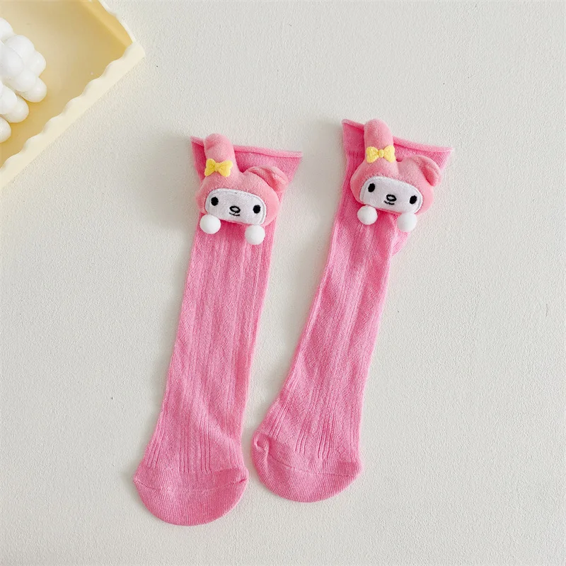 Кружевные носки до середины икры для девочек летние милые мультяшные