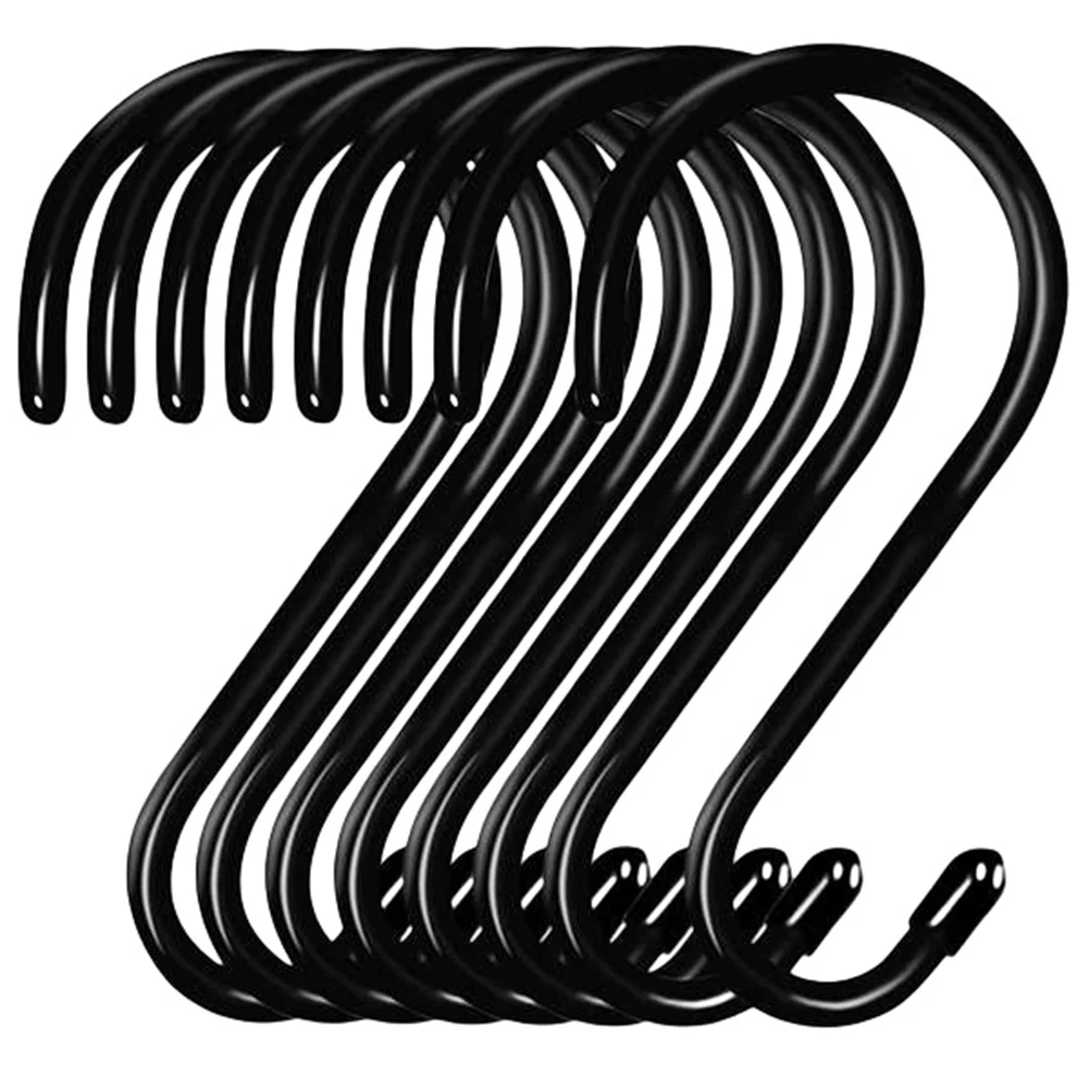 

8 Pcs Large Vinyl Coated S Hooks 6 Inch Non Slip Heavy Duty S Hook for Hanging Steel Metal Rubber Coated Closet Hook