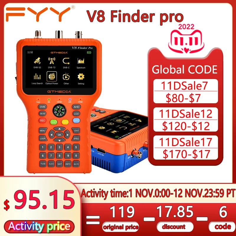 

Новый спутниковый искатель GTMEDIA V8 Finder Pro/Finder2 HD H.265 S2X/T2/C