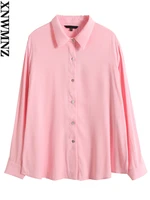 xnwmnz 2022 womens fashion loose casual top retro long sleeve button down blouse female chic top