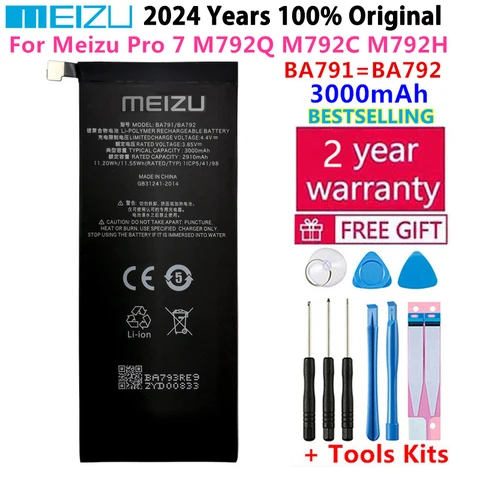 100% Оригинальный аккумулятор для Meizu Pro 7 M792Q M792C M792H 3000Ah BA791 BA792, высококачественный аккумулятор для телефона с инструментами