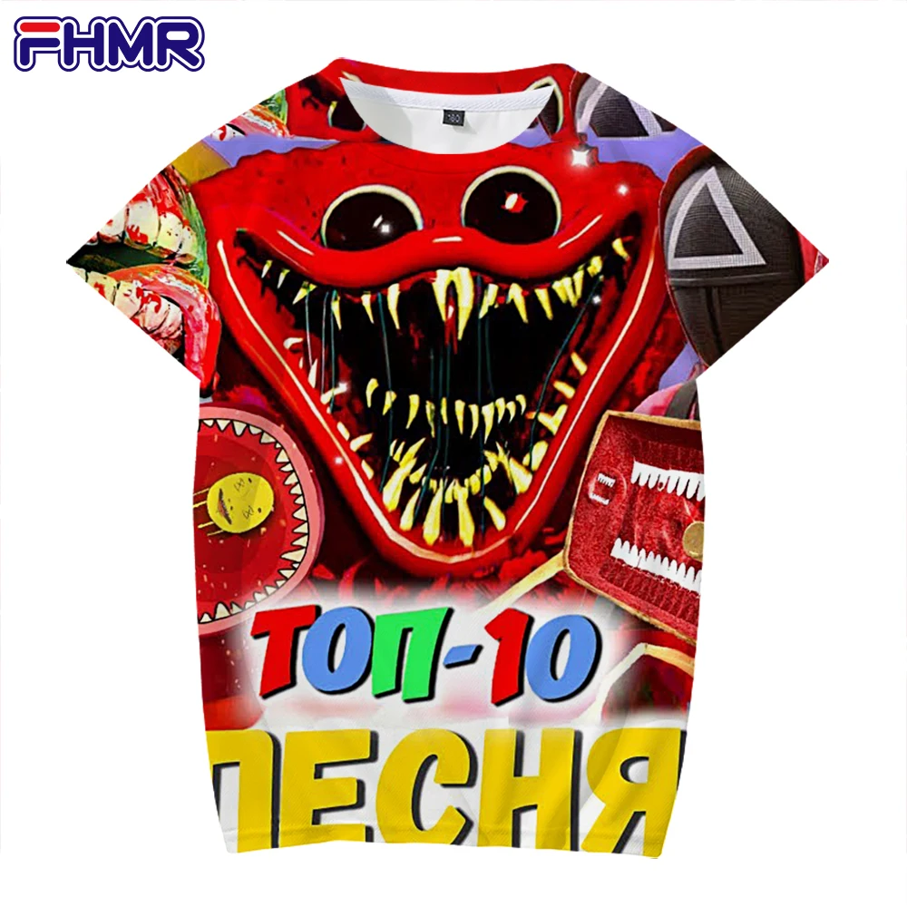 

Pleasantly Cool Kids T-Shirt Round Neck Short Sleeve Fashion Toddler 3-12 Years Children's Boy Girls Huggy Wuggy Poppy Playtime